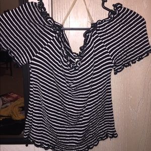 Black stripped lettuce trim shirt